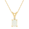 7x5mm Emerald Cut Opal with Diamond Accent 14k Yellow Gold Pendant With Chain