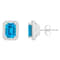 7x5mm Emerald Cut Blue Topaz 1/5 ctw Diamond Rhodium Over Sterling
Silver Halo Stud Earrings