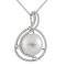 12-13mm Button White Cultured Freshwater Pearl and CZ Rhodium Over
Sterling Silver Pendant