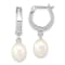Rhodium Over 14K White Gold 6-7mm Teardrop White Freshwater Cultured
Pearl Earrings