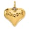 14k Yellow Gold Polished and Hammered 3D Heart Pendant