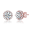 CZ Halo Stud Earrings In 18K Rose Gold Over Brass