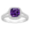 7mm Cushion Amethyst 1/4 ctw Diamond Rhodium Over Sterling Silver Halo Ring