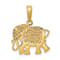 14k Yellow Gold Textured Elephant Pendant
