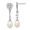 Rhodium Over Sterling Silver  8-9mm White FWC Pearl Cubic Zirconia Post
Dangle Earrings