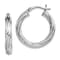 Rhodium Over Sterling Silver Twisted 4x25mm Hoop Earrings