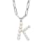 Rhodium Over Sterling Silver 3-5.5mm Freshwater Cultured Pearl LETTER K
18-inch Necklace