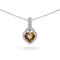 Natural Brown Whisky Quartz Sterling Silver Heart Shape Pendant with Chain