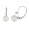 14k White Gold Leverback Earring with 7mm Akoya Pearl and .10CT DTW