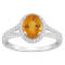 8x6mm Oval Citrine 1/4 ctw Diamond Rhodium Over Sterling Silver Halo Ring
