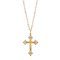 Crucifix Cross Pendant With Pearl Simulant Chain In Gold-Tone 16 Inch
