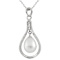 8-9mm Drop White Cultured Freshwater Pearl and CZ Rhodium Over Sterling
Silver Pendant