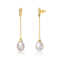 Freshwater Pearl Linear Drop Earrings In 14K Gold Over Sterling Silver