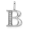 14K White Gold Diamond Letter B Initial Pendant