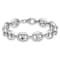Rhodium Over Sterling Silver 11.8mm Puffed Mariner 7.5 Inch Chain Bracelet