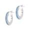 Sterling Silver Blue Enamel Round Hoop Earrings