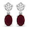 1.70ctw 14K White Gold  Red Ruby and White Diamond Halo Earrings