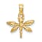 10K Yellow Gold 2D Textured Mini Dragonfly with Solid Wings Charm