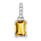 Rhodium Over 10k White Gold 1 ctw Citrine and Accent Diamond Pendant