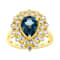 Blue Topaz And Lab White Sapphire Ring In 18K Gold Over Sterling Silver 3.08ctw