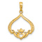 14k Yellow Gold Polished and Textured Claddagh Pendant