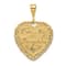 14k Yellow Gold Textured Reversible For My Daughter Heart Pendant