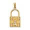 14K Yellow Gold 3D Padlock with Key Hole Charm