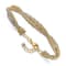 14k Two-tone Gold Diamond-Cut and Textured Braided Bangle with Safety Chain