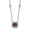 Rhodium Over Sterling Silver Fancy Created Ruby and Cubic Zirconia Necklace