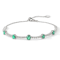 Oval Green Emerald and White Zircon Sterling Silver Bolo Tennis Bracelet