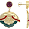 Ruby And Enamel Dangle Artisan Inspired Earrings In 18K Gold Over
Sterling Silver 5.04ctw