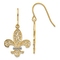 14k Yellow Gold and Rhodium Over 14k Yellow Gold Fleur-de-lis Dangle Earrings