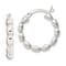 Sterling Silver Polished Beaded Hoop Earrings