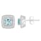 5mm Cushion Aquamarine 1/5 ctw Diamond Rhodium Over Sterling Silver Halo
Stud Earrings