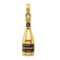 14k Yellow Gold Polished 3D Black Enameled Champagne Bottle Pendant