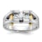10K Two-tone Yellow and White Gold Men's Polished Satin and Cut-Out
3-Stone Diamond Ring 0.78ctw