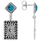 Blue Turquoise And Silver Deisgn Sterling Silver Dangle Earrings 5mm
