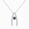 Round Blue Sapphire and White Sapphire Sterling Silver Pendant With Chain