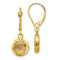 14k Yellow Gold Brushed Polished and Diamond-Cut Circle Dangle Earrings