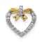 14k White Gold and Yellow Rhodium Over 14k White Gold Diamond Heart with
Bow Chain Slide Pendant