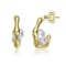 Curved Pearl Simulant Huggie Earrings In 14K Gold Over Brass