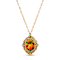 Yellow Base Metal Oval Orange Tulip Decal Necklace 18"