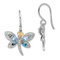 Rhodium Over Sterling Silver with 14K Yellow Gold London Blue Topaz and
Diamond Dragonfly Earrings