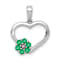 Rhodium Over 10k White Gold Heart Flower Pendant with Accent Diamond and
0.3 ctw Emerald Gemstone