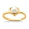 14K Yellow Gold 4-5mm White Button Freshwater Cultured Pearl Heart Ring