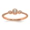14K Rose Gold Roped Band Petite Round Diamond Ring 0.10ctw