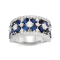 Lab Created Blue and White Sapphire Sterling Silver Statement Ring 4.07ctw