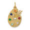 14k Yellow Gold Textured Cubic Zirconia Stones Artist Palette Charm