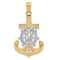 14K Yellow Gold with Rhodium Polished Mariners Crucifix Pendant