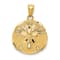 14k Yellow Gold Polished and Textured Large Sand Dollar Pendant
